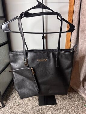 Montana West Black Faux Leather Tote with Removable Wristlet